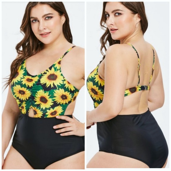 one piece swimsuit sunflower